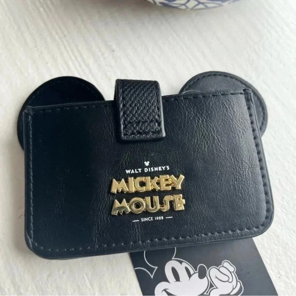 Disney Mickey Mouse Embossed Snap Wallet Black Faux Leather NWT